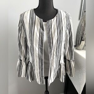 Blue and White Stripe Ruffle Jacket